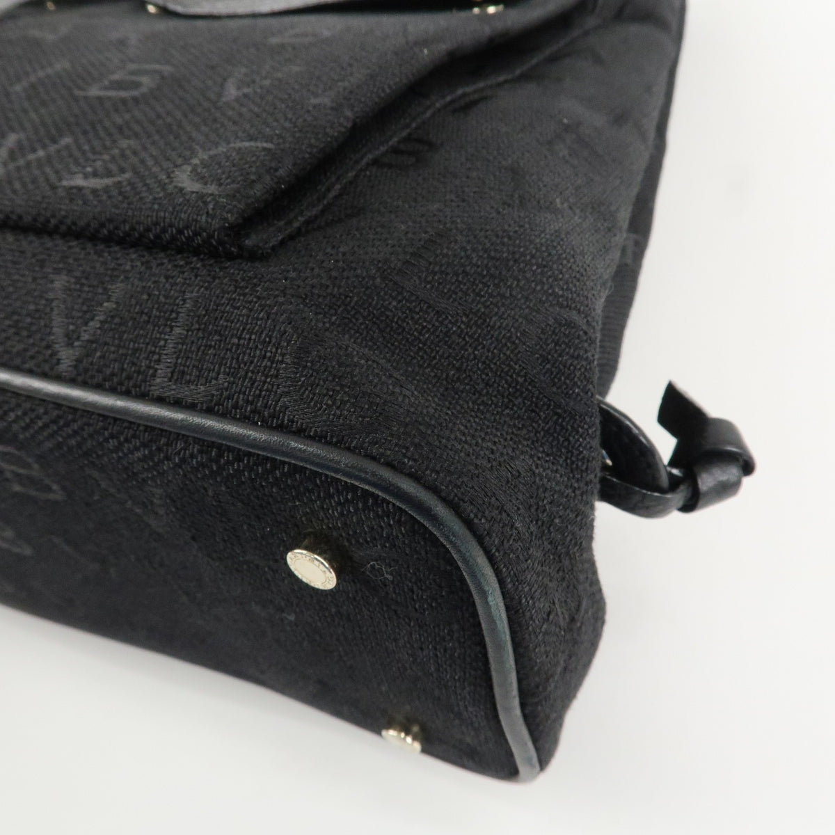 BVLGARI Logo Mania Canvas Leather Tote Bag Black Gold Hardware Auth Used F/S8