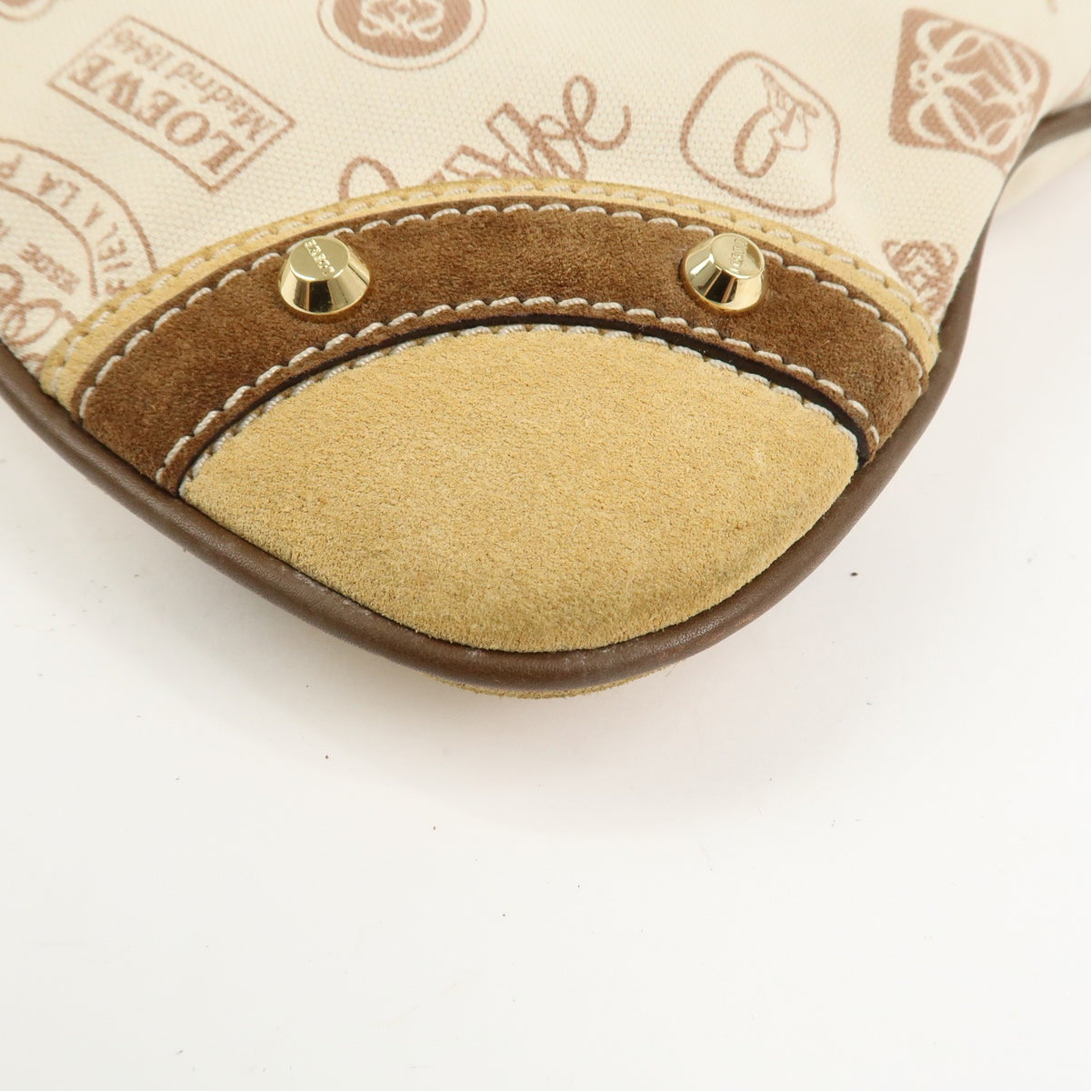 LOEWE Anagram Canvas Suede Leather Shoulder Bag 160th Anniversary Auth Used F/S11