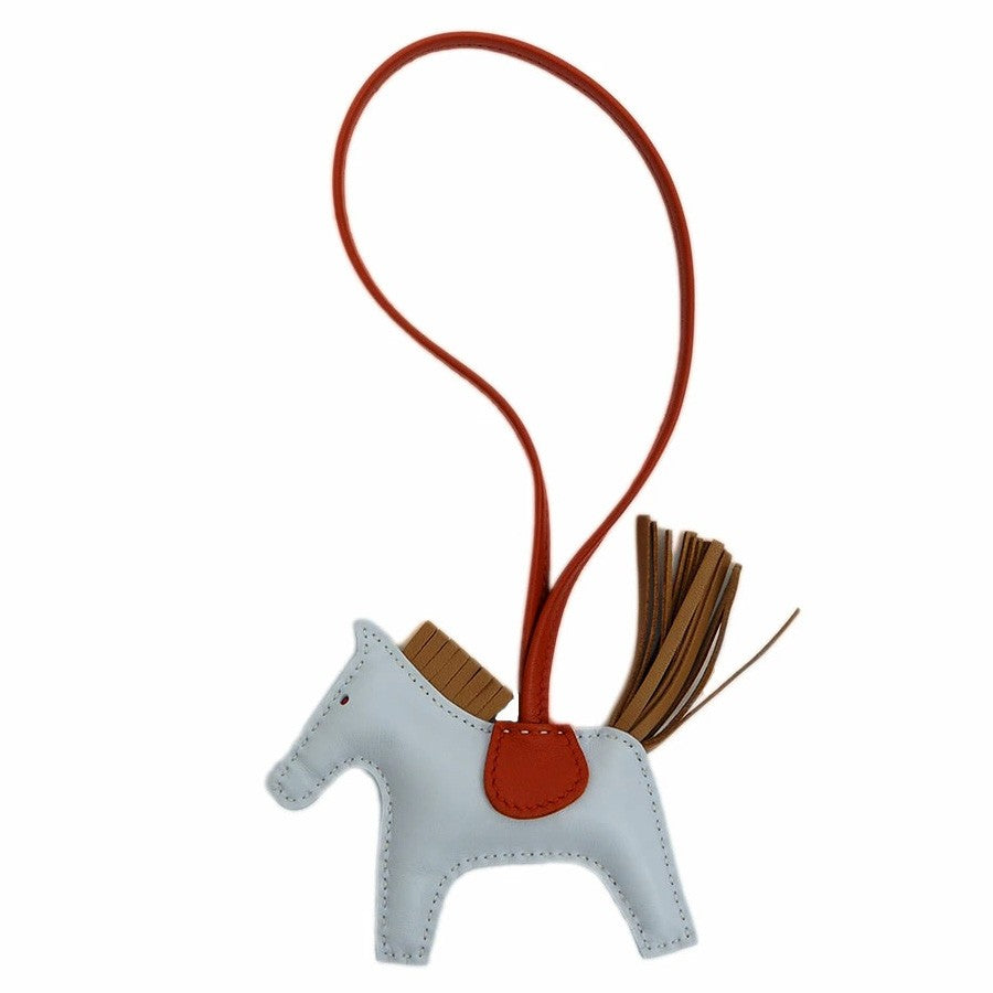 HERMES Rodeo PM Horse Bag Charm Bleu Brume Cornelian Chai Unused Preowned Auth0
