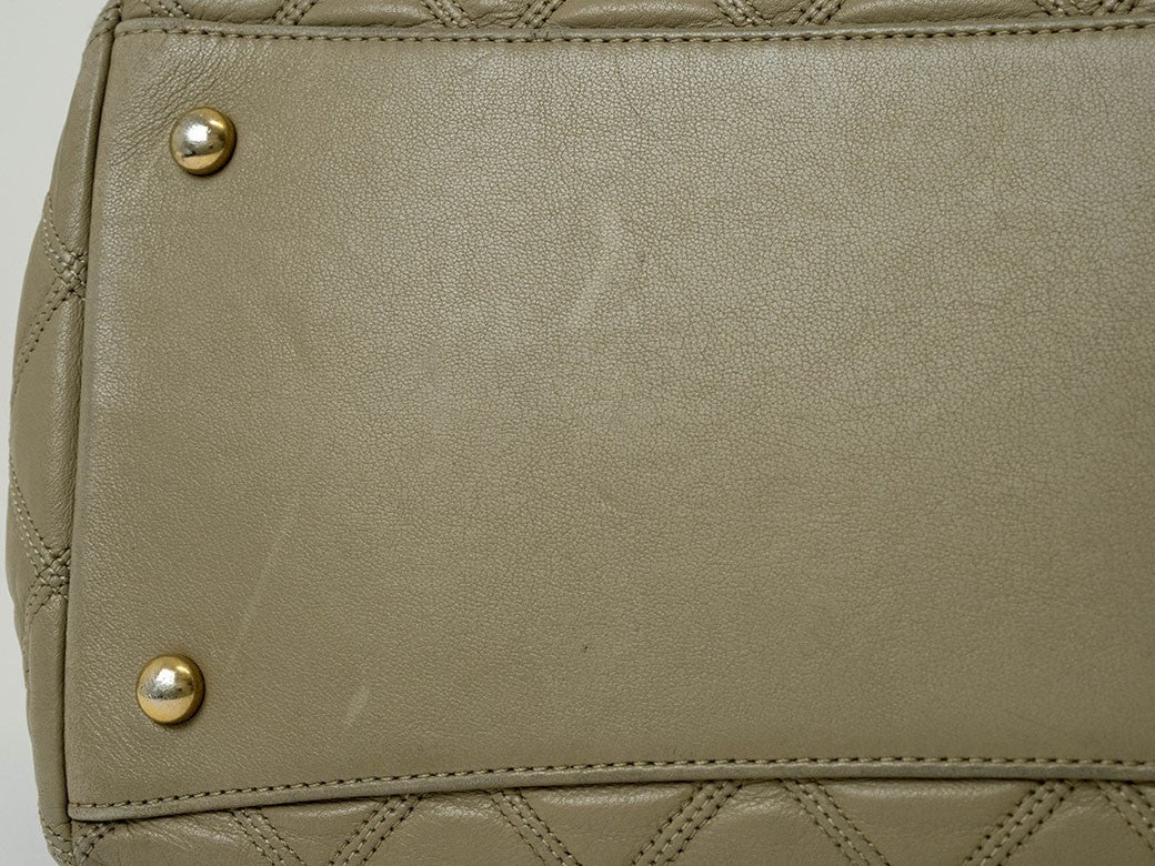 CHANEL Bicolore Leather Chain Shoulder Tote Bag Beige Convertible Preowned Auth3