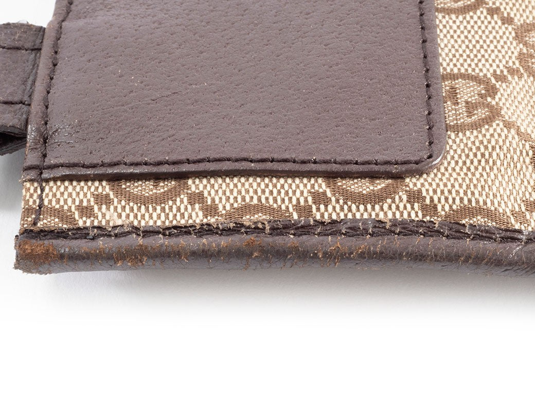 GUCCI GG Canvas Leather Crossbody Shoulder Bag 27639 Brown Beige Preowned Auth6