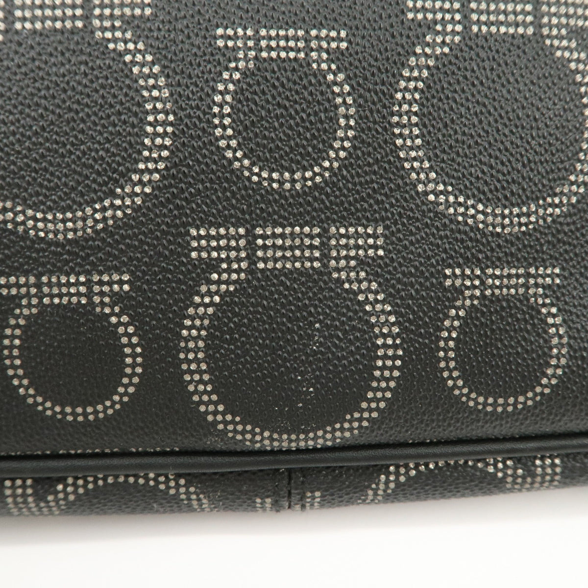 Ferragamo Gancini PVC Accessary Pouch Hand Bag Black Authentic Used F/S17