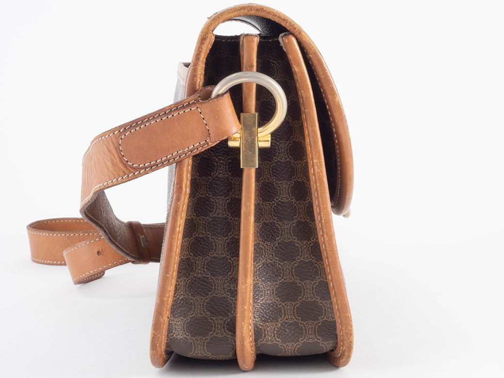 CELINE Macadam Flap Crossbody Shoulder Bag Womens Brown M08 Preowned Auth5