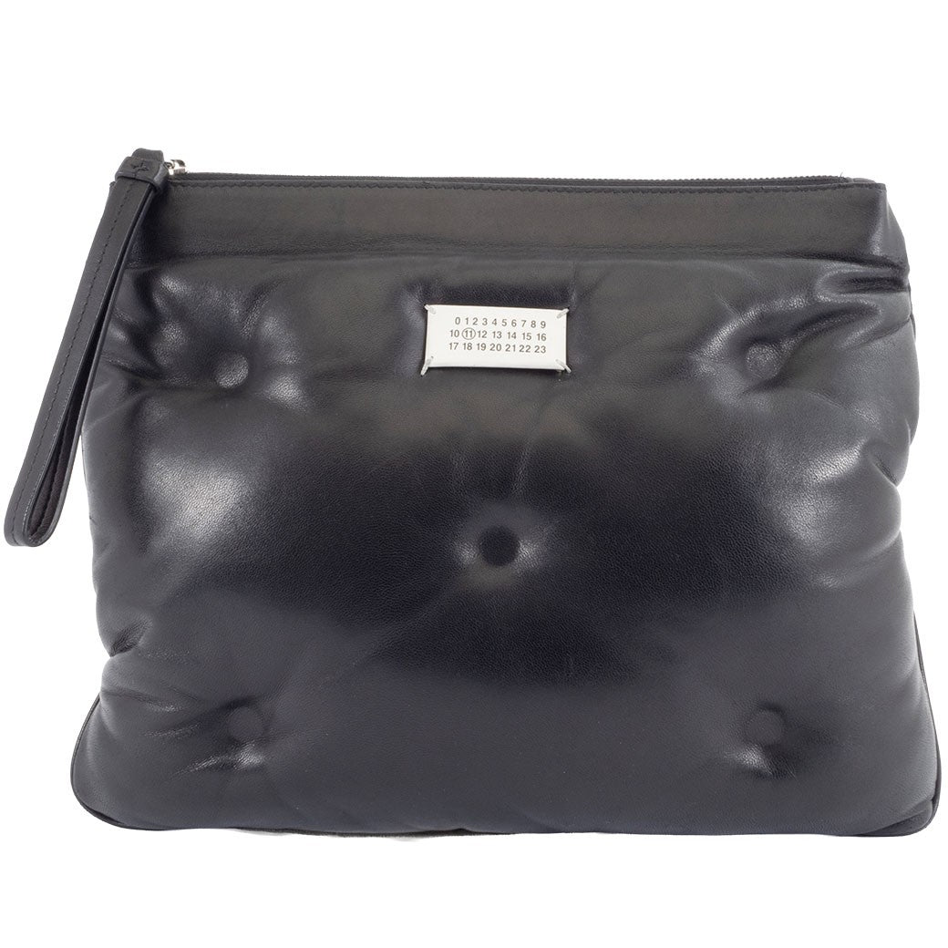 Maison Margiela Glam Slam Clutch Bag Black Nappa Leather Large Preowned Auth0