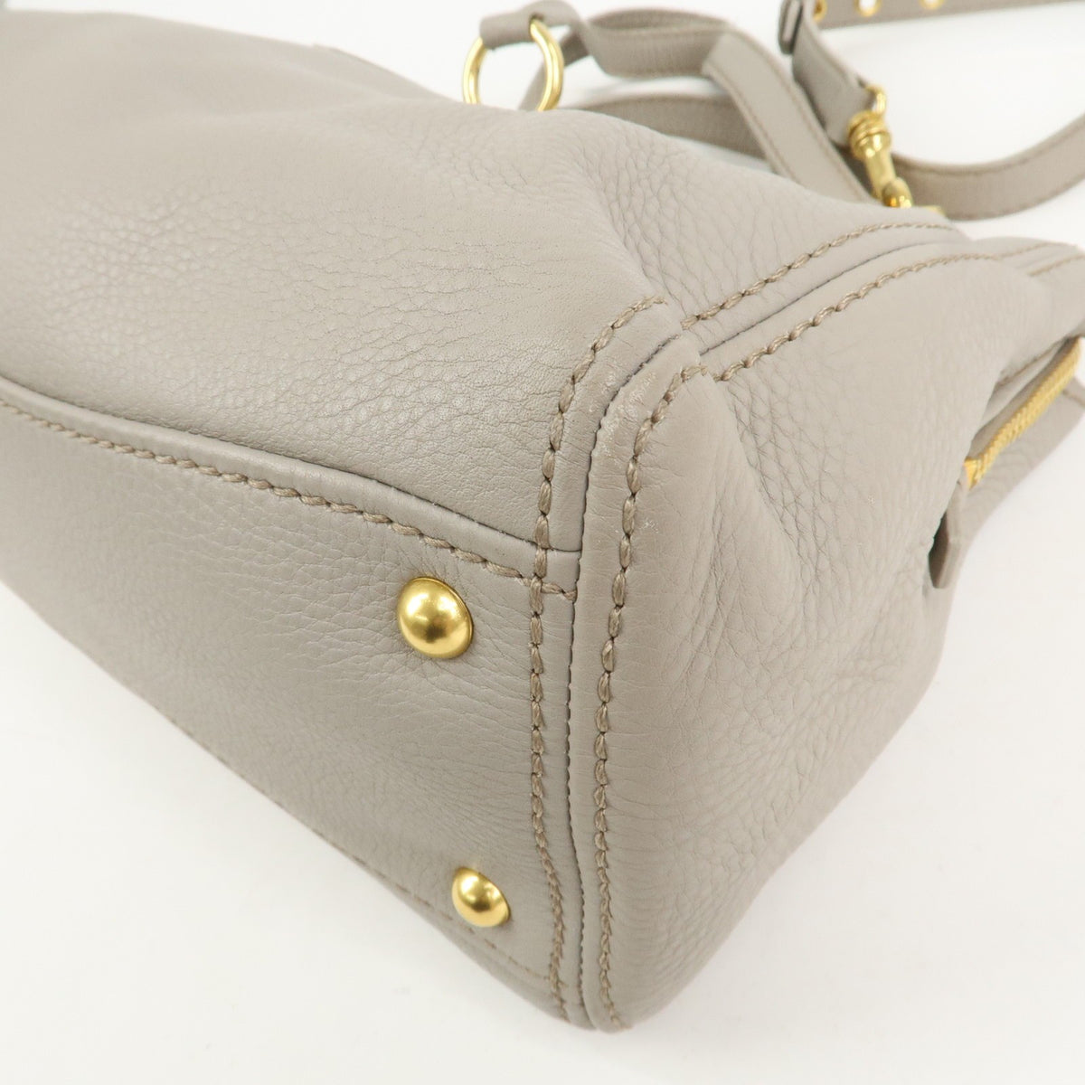 MIU MIU Handbag Logo Leather 2Way Bag Shoulder Bag Gray Authentic Used F/S11