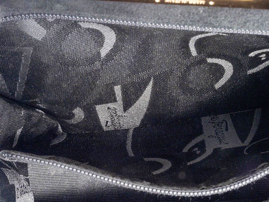 Salvatore Ferragamo Chain Shoulder Bag Suede Gancini Black P21 5241 Reuse Used20