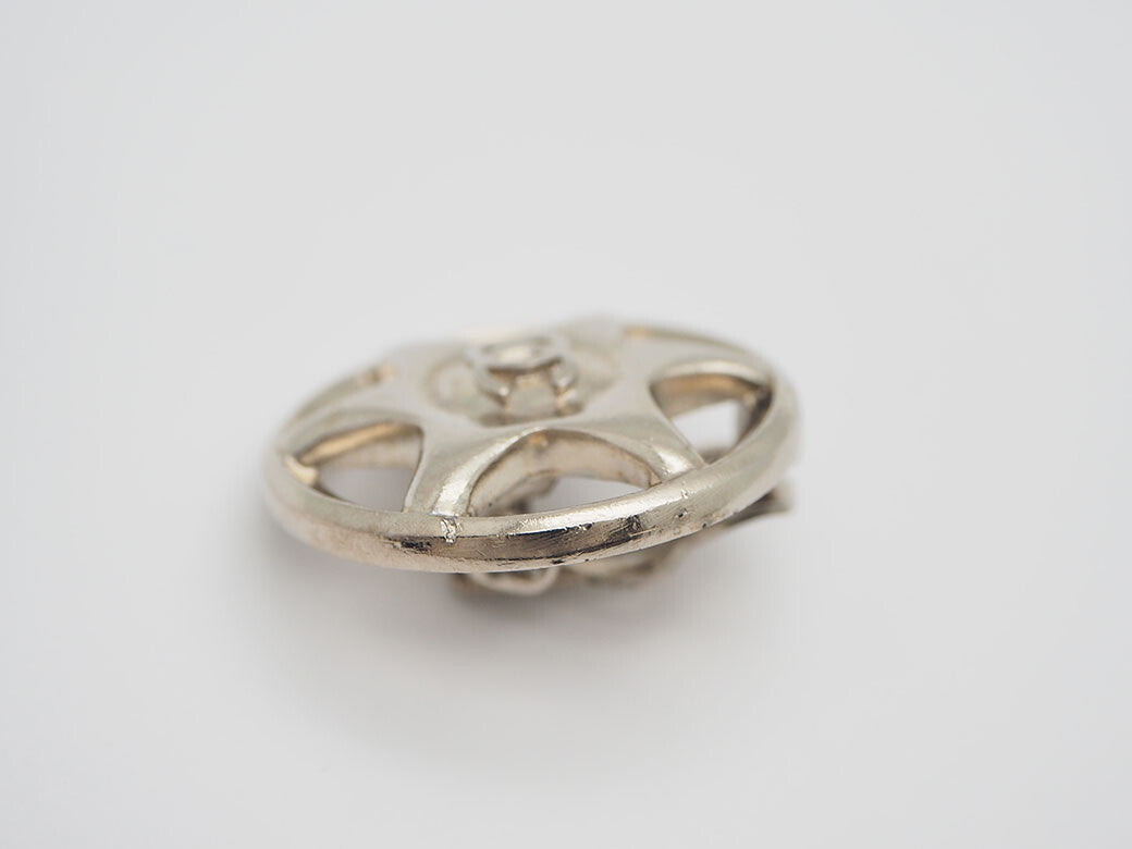 CHANEL Round Hexagram Earrings Silver Ladies 97A Metal Star Star Reuse Used5