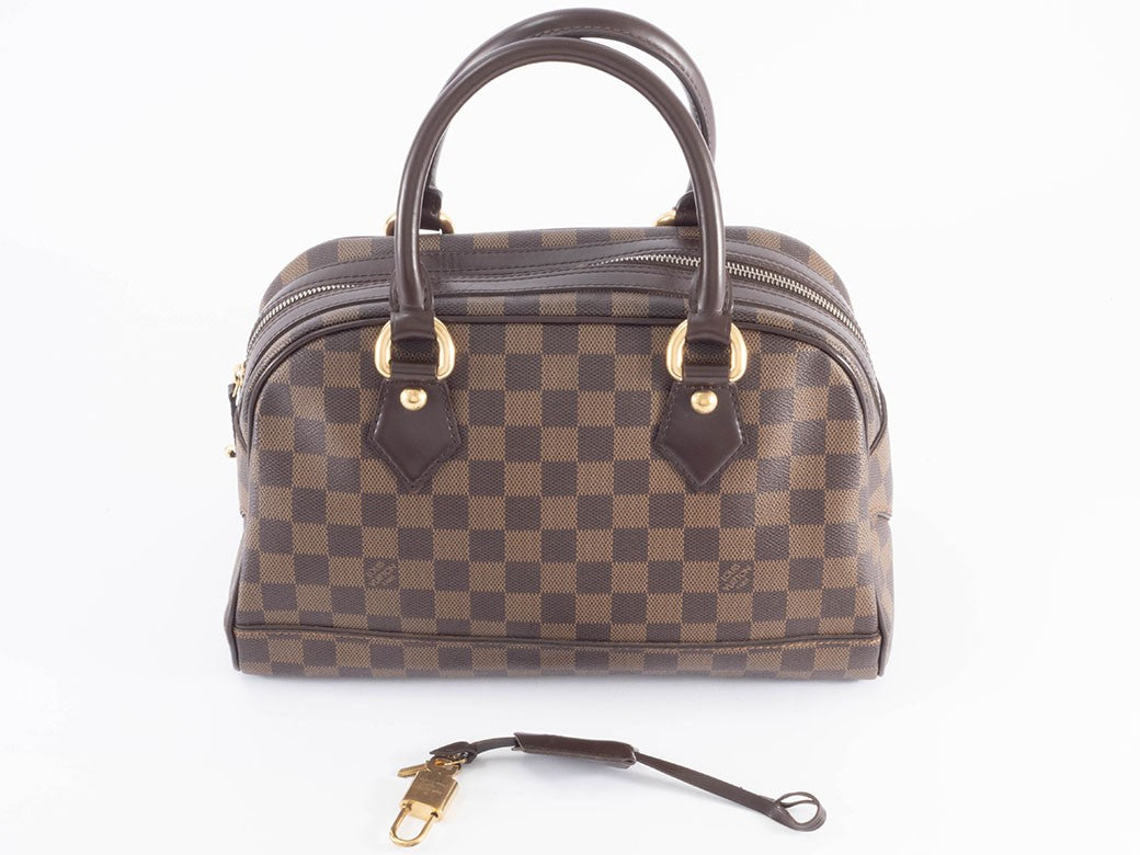 LOUIS VUITTON Duomo Damier Ebene Handbag Boston Bag Brown M60008 Preowned Auth15