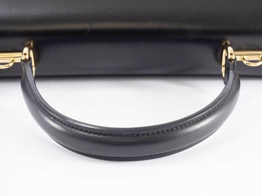 GUCCI Old Gucci Lady Lock Handbag Black Leather Top Handle 000 01 0192 Preowned4