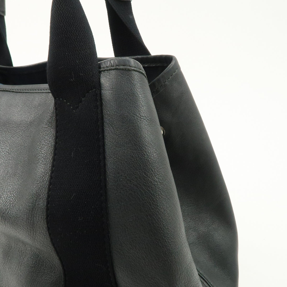 BALENCIAGA Leather Navy Cabas S Tote Bag Hand Bag Black 339933 Auth Used F/S16