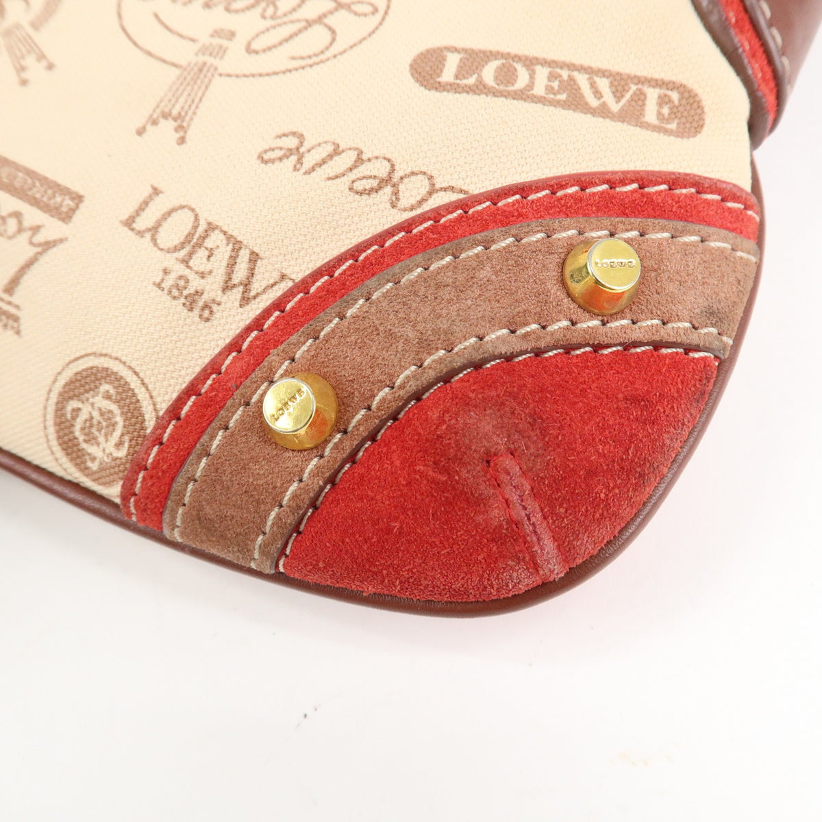 Auth LOEWE Anagram Canvas Suede Leather Shoulder Bag 160th Anniverssary Used13