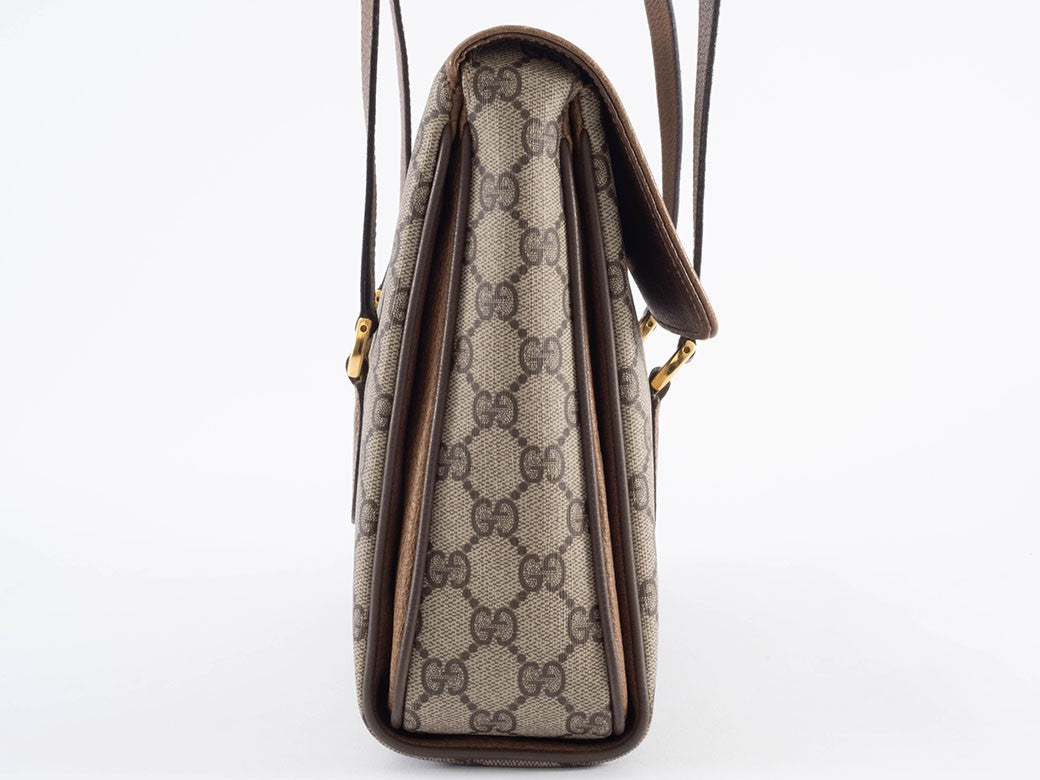 Gucci Bag GG Plus Handbag Shoulder bag Flap Beige Brown 116 02 080 Reuse Used10