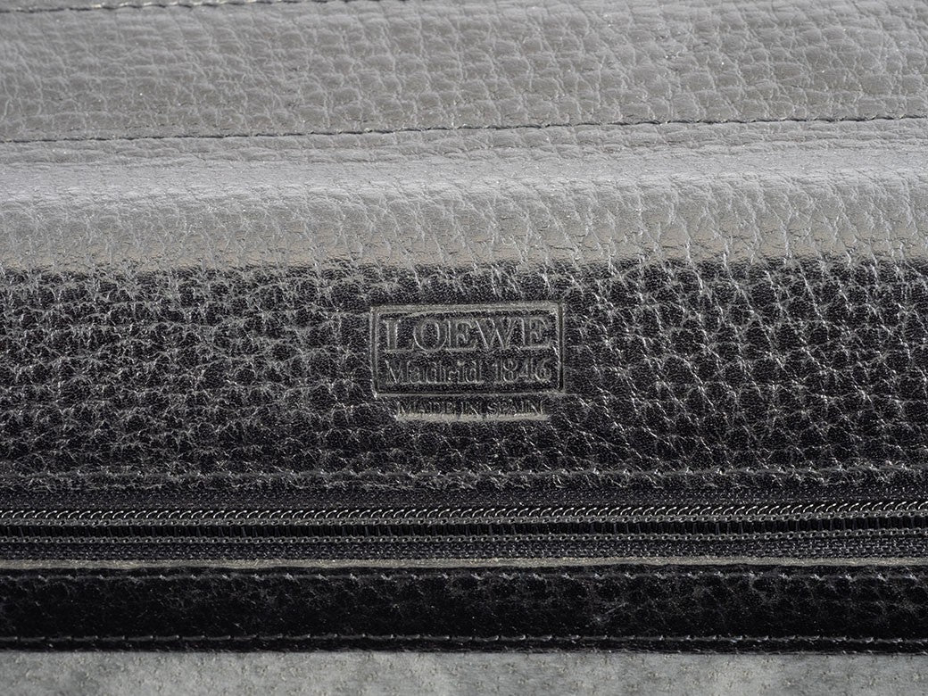 LOEWE Anagram Briefcase Black Leather Men's Business Bag Large A4 Preowned Auth6
