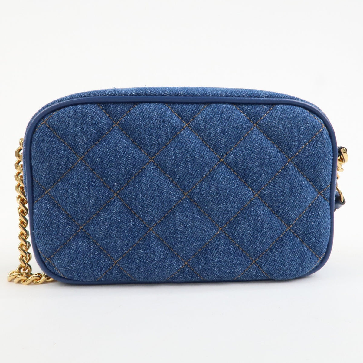 GIANNI VERSACE Denim Leather Chain Shoulder Bag Blue Authentic Used F/S1