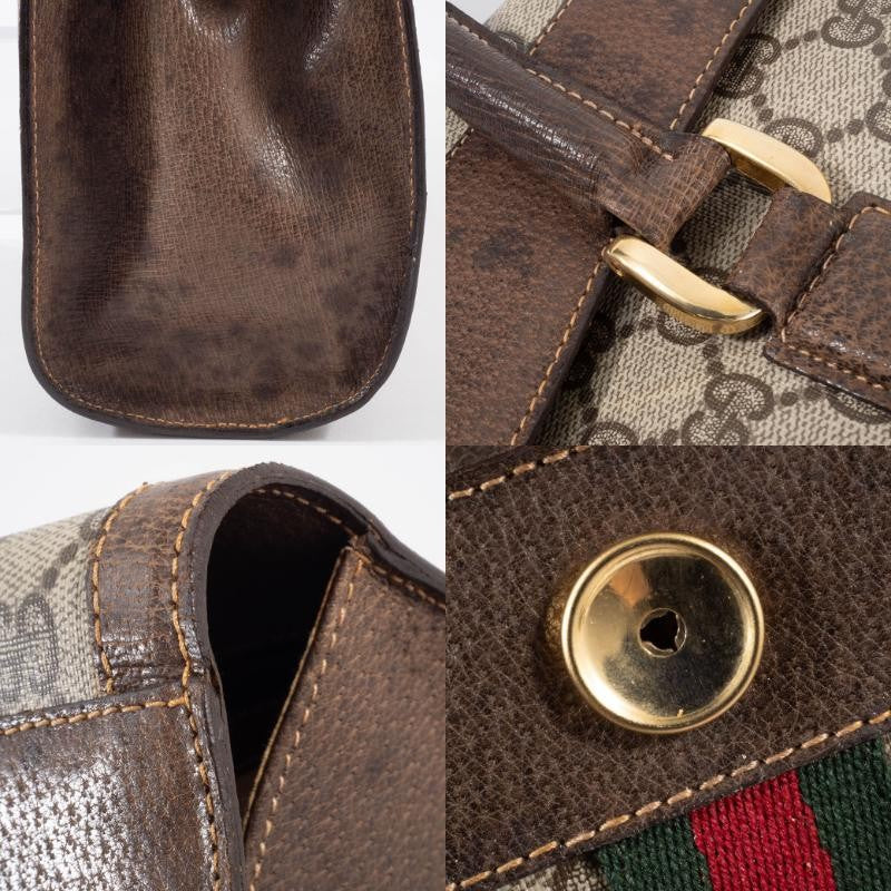 GUCCI Old Gucci Web Line Sherry Handbag Shoulder Interlocking Preowned Auth15