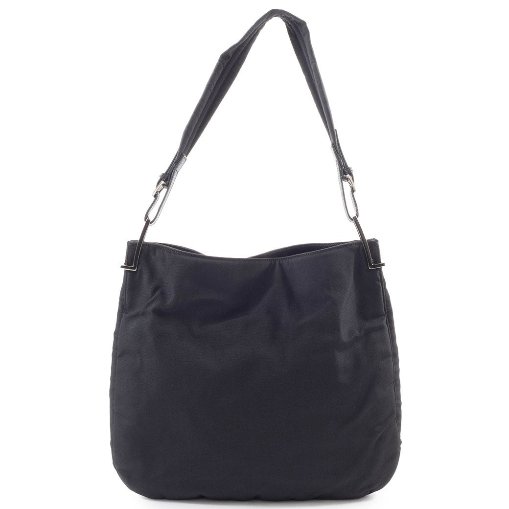 GUCCI Hobo Shoulder Bag Black Nylon Leather A4 Size 001.3166 Preowned Auth0