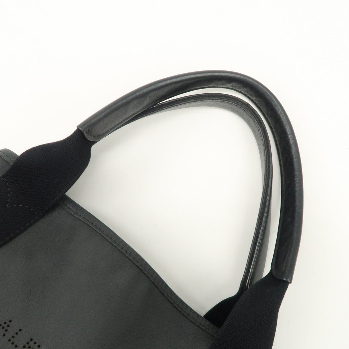 BALENCIAGA Leather Navy Cabas S Tote Bag Hand Bag Black 339933 Auth Used F/S5