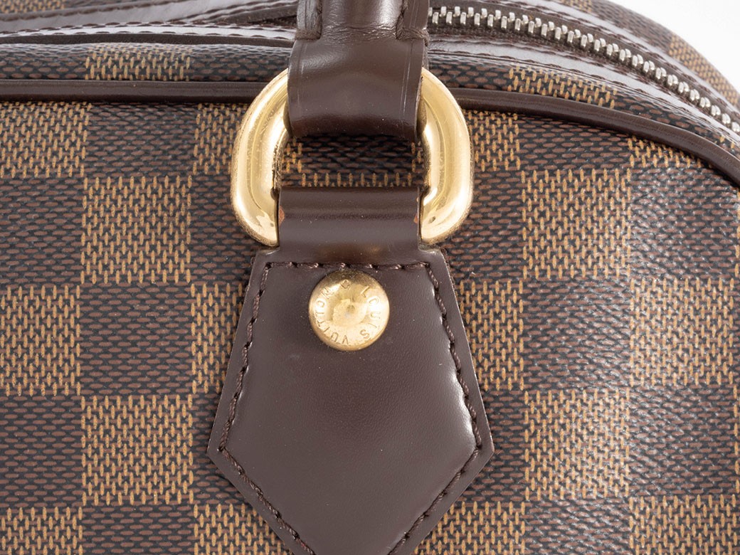 LOUIS VUITTON Duomo Damier Ebene Handbag Boston Bag Brown M60008 Preowned Auth13