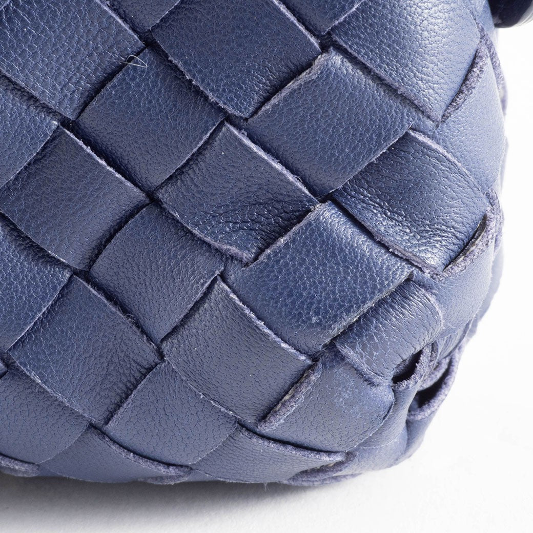 Bottega Veneta Intrecciato Navy Leather Women Shoulder Bag Handbag Preowned17