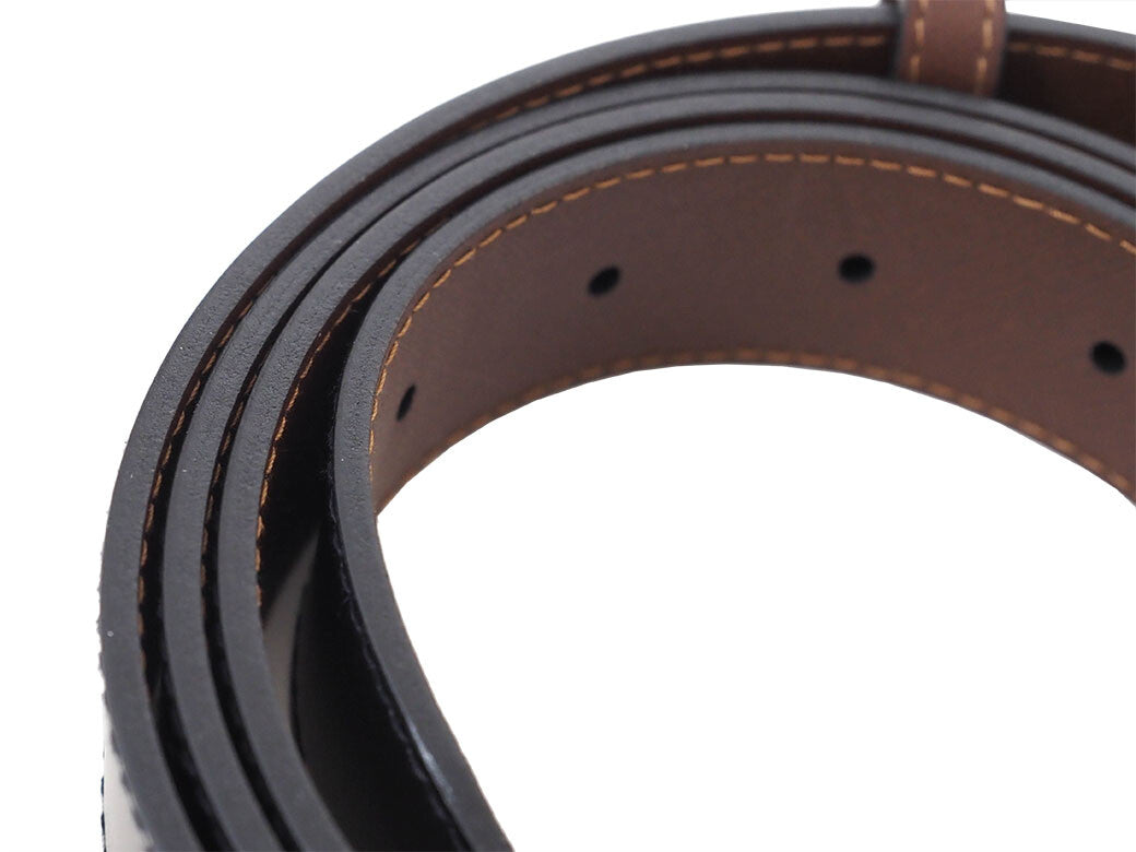 Auth Dunhill Reversible Belt Accessories Black Brown 112 Leather Black Brown 1124