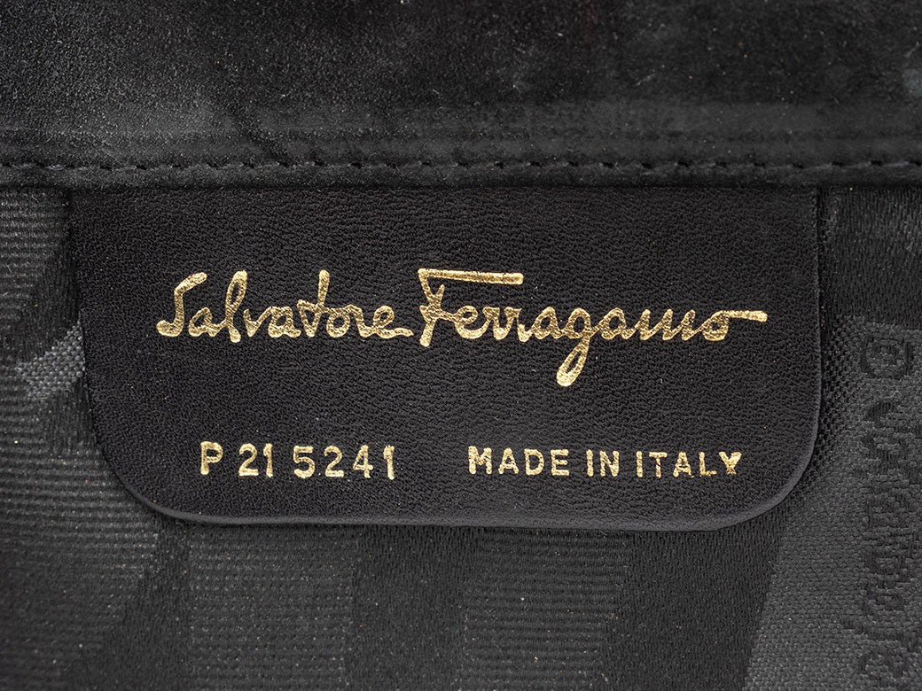 Salvatore Ferragamo Chain Shoulder Bag Suede Gancini Black P21 5241 Reuse Used7