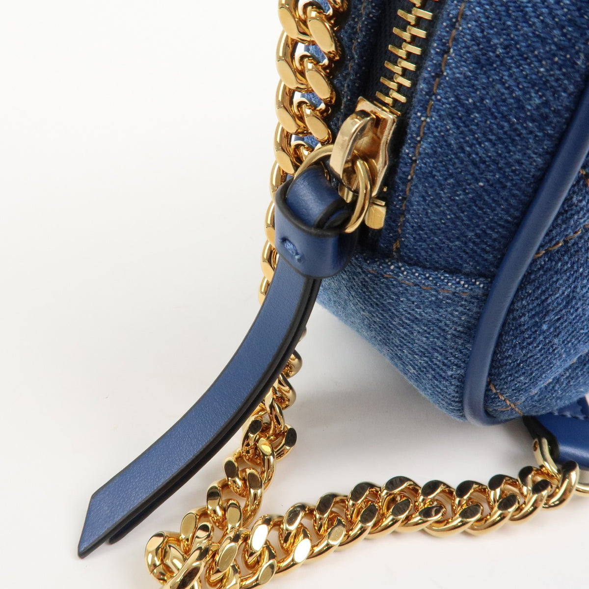 GIANNI VERSACE Denim Leather Chain Shoulder Bag Blue Authentic Used F/S18