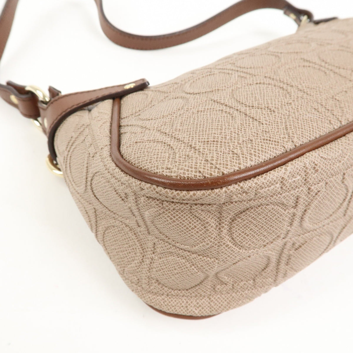 Ferragamo Gancini PVC Leather Shoulder Bag Brown Convertible Bag Preowned Auth16