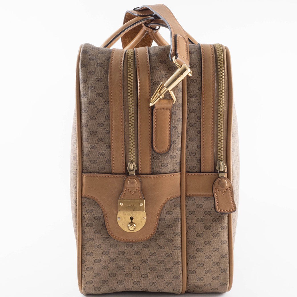 GUCCI Old Gucci Micro GG PVC Boston Bag Travel Beige Brown Vintage Preowned2