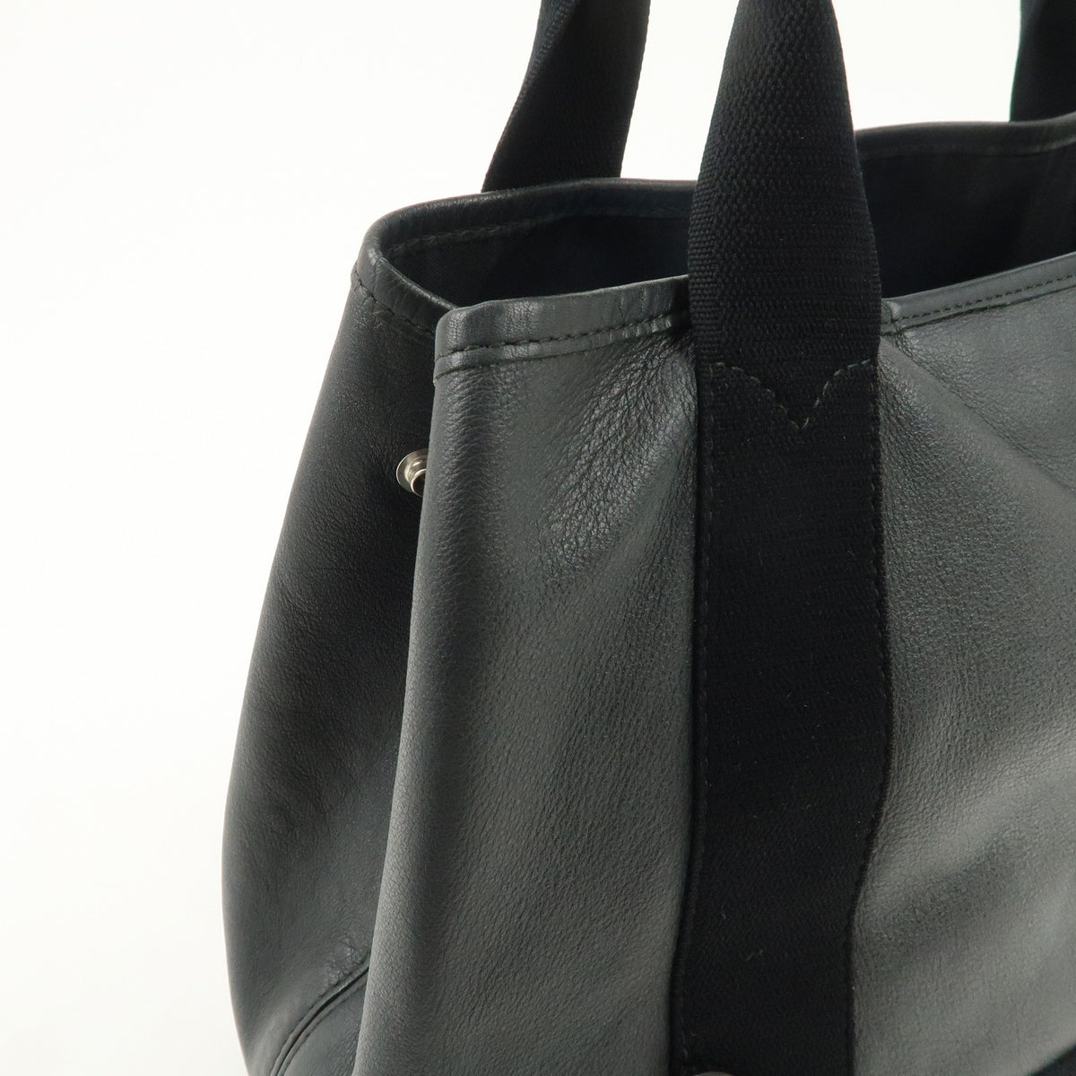 BALENCIAGA Leather Navy Cabas S Tote Bag Hand Bag Black 339933 Auth Used F/S15