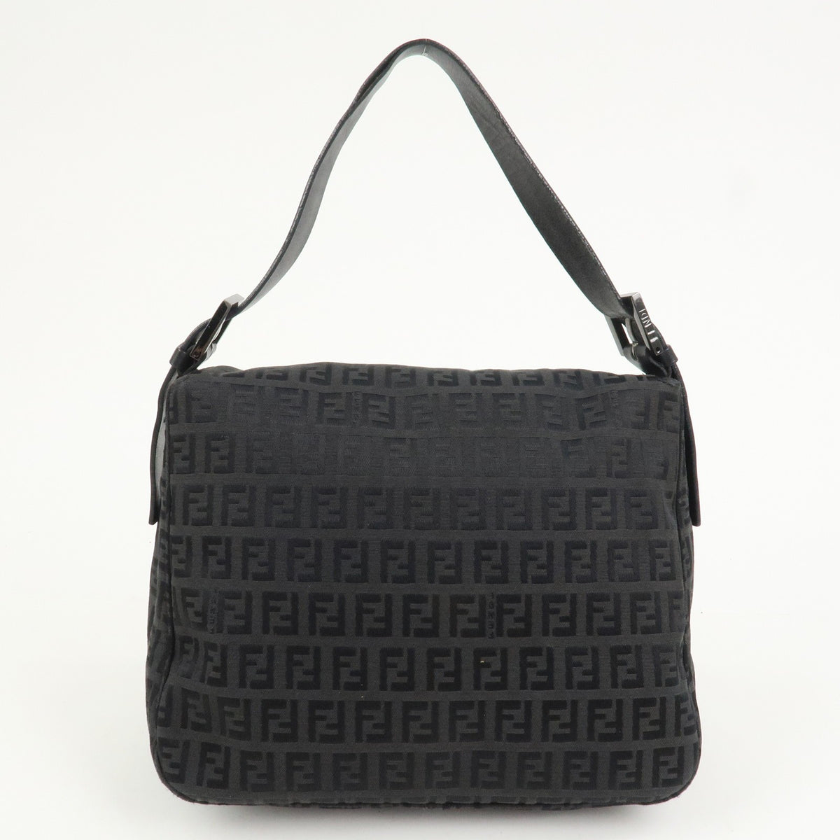 FENDI Mamma Baguette Zucca Zucchino Canvas Leather Black Shoulder Bag Preowned1