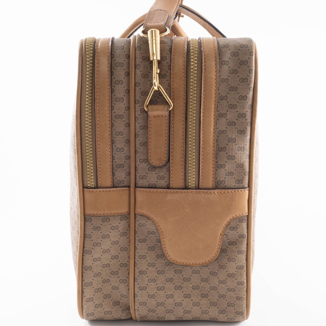 GUCCI Old Gucci Micro GG PVC Boston Bag Travel Beige Brown Vintage Preowned3