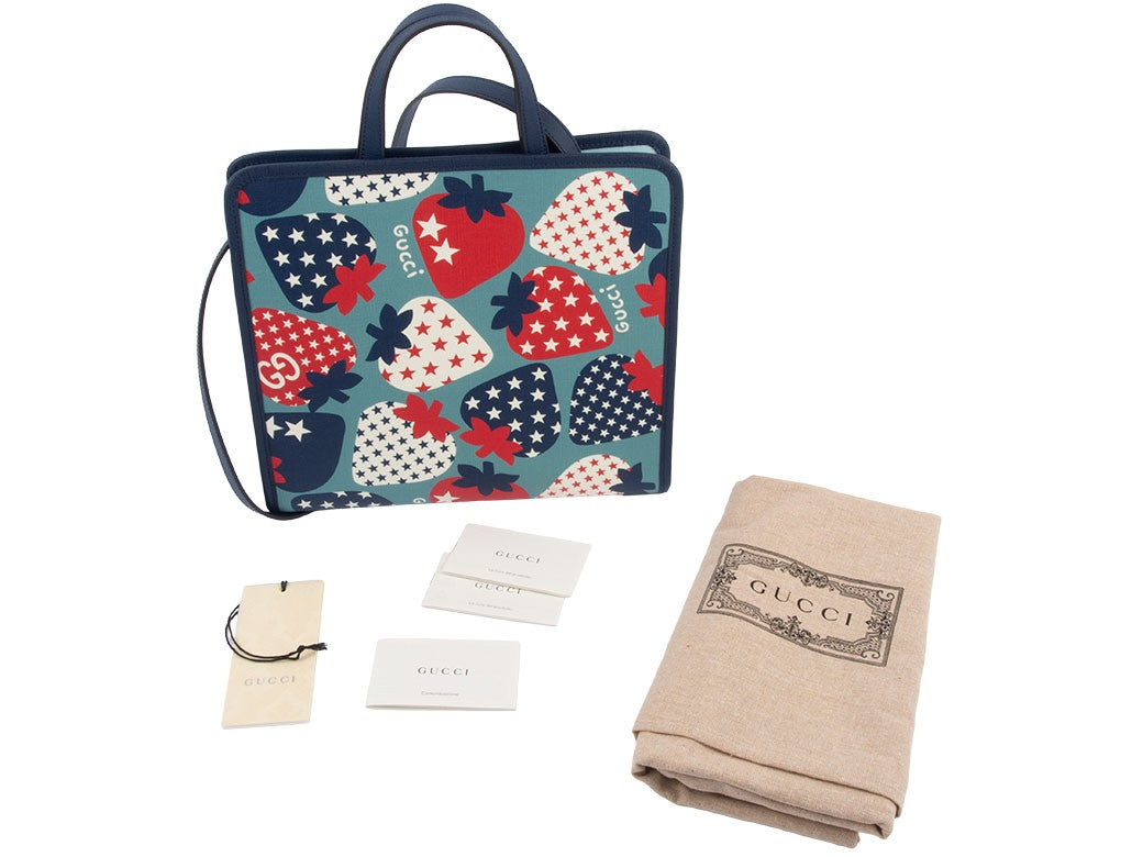 GUCCI Childrens Strawberry Tote Bag Multi Supreme Canvas 630542 Preowned Auth10