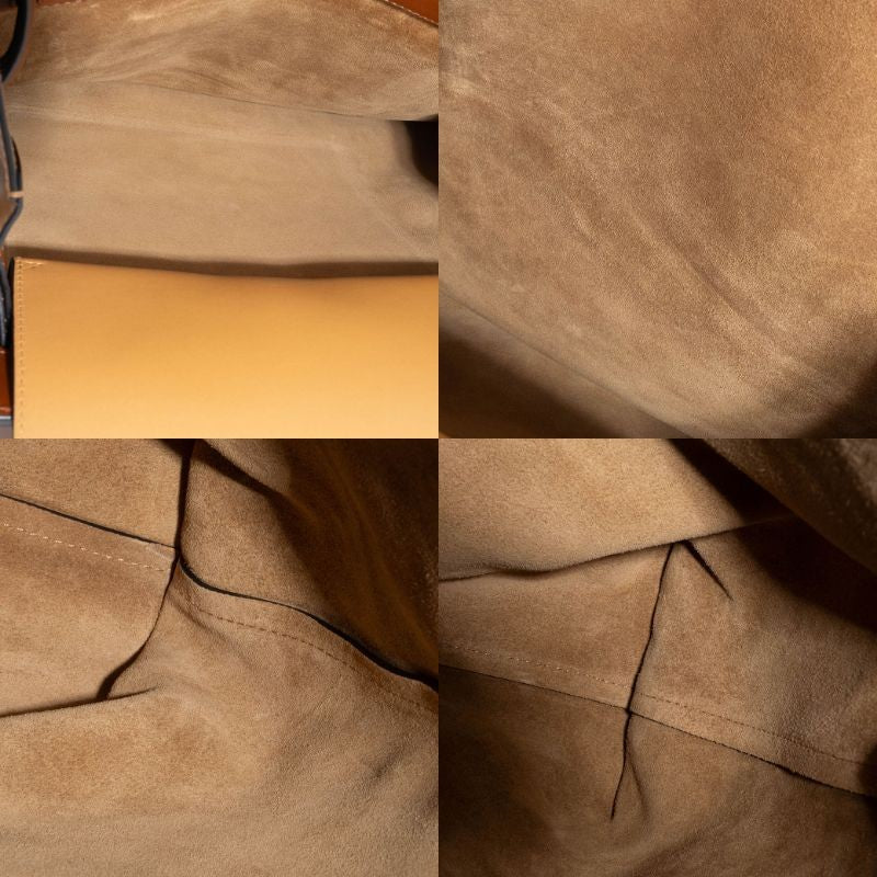 LOEWE Lazo Tote Bag Camel Brown Leather Large A4 Shoulder Bag Preowned Auth14