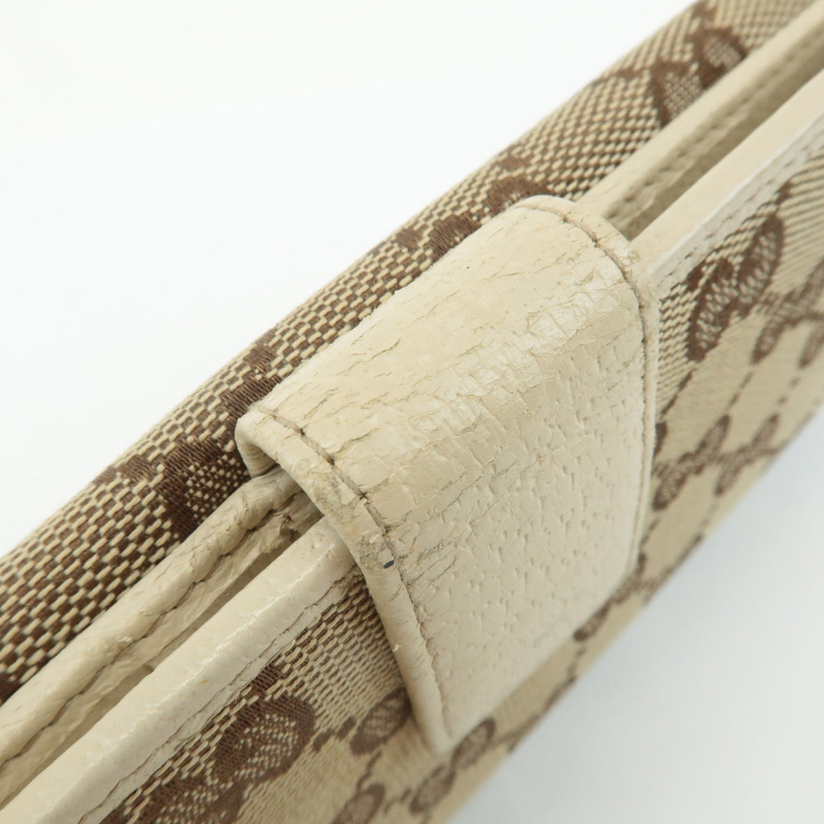 GUCCI Set of 2 GG Canvas Leather Wallet Beige Brown 203550/112715 Auth Used F/S9