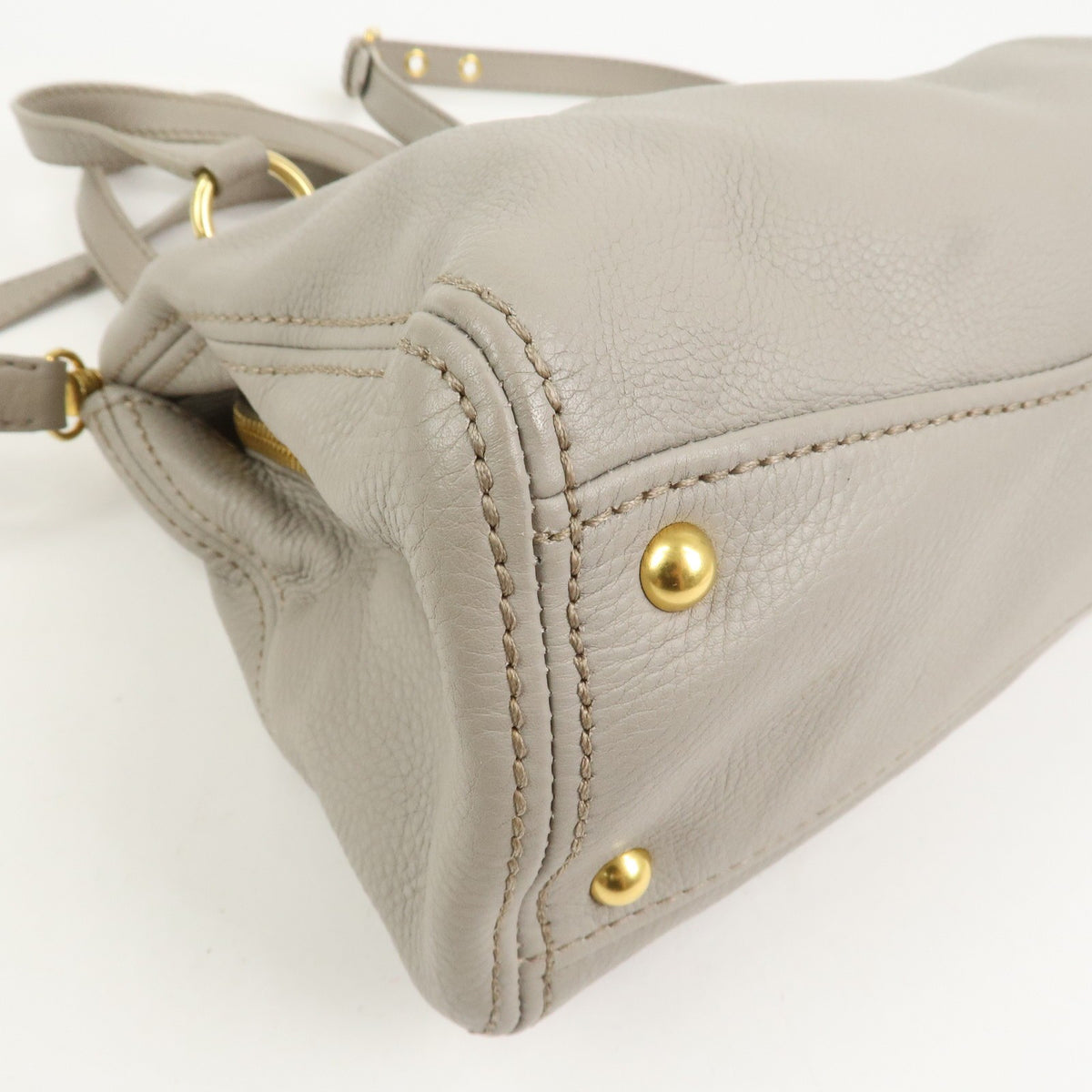 MIU MIU Handbag Logo Leather 2Way Bag Shoulder Bag Gray Authentic Used F/S10