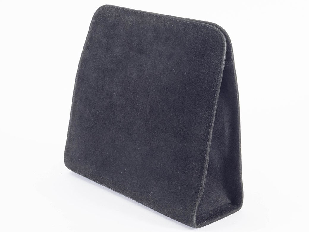 Salvatore Ferragamo Chain Shoulder Bag Suede Gancini Black P21 5241 Reuse Used21