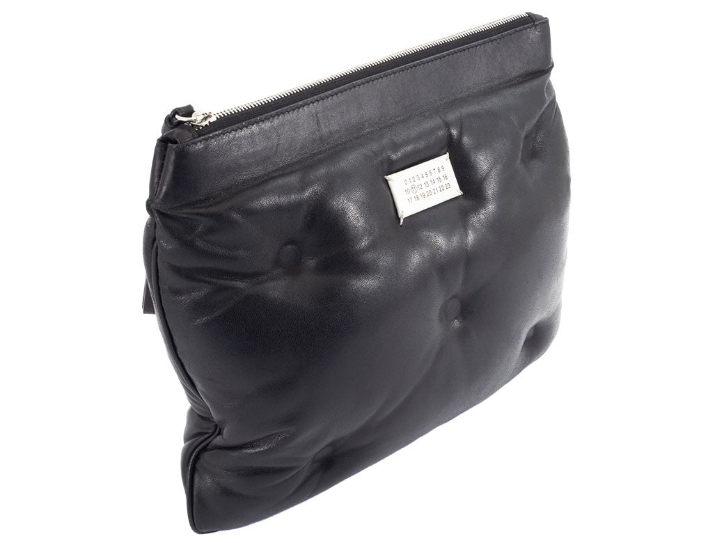 Maison Margiela Glam Slam Clutch Bag Black Nappa Leather Large Preowned Auth2