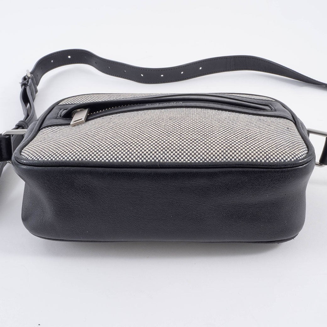 SAINT LAURENT Camp Camera Bag Canvas Leather Black Crossbody 647179 Preowned8
