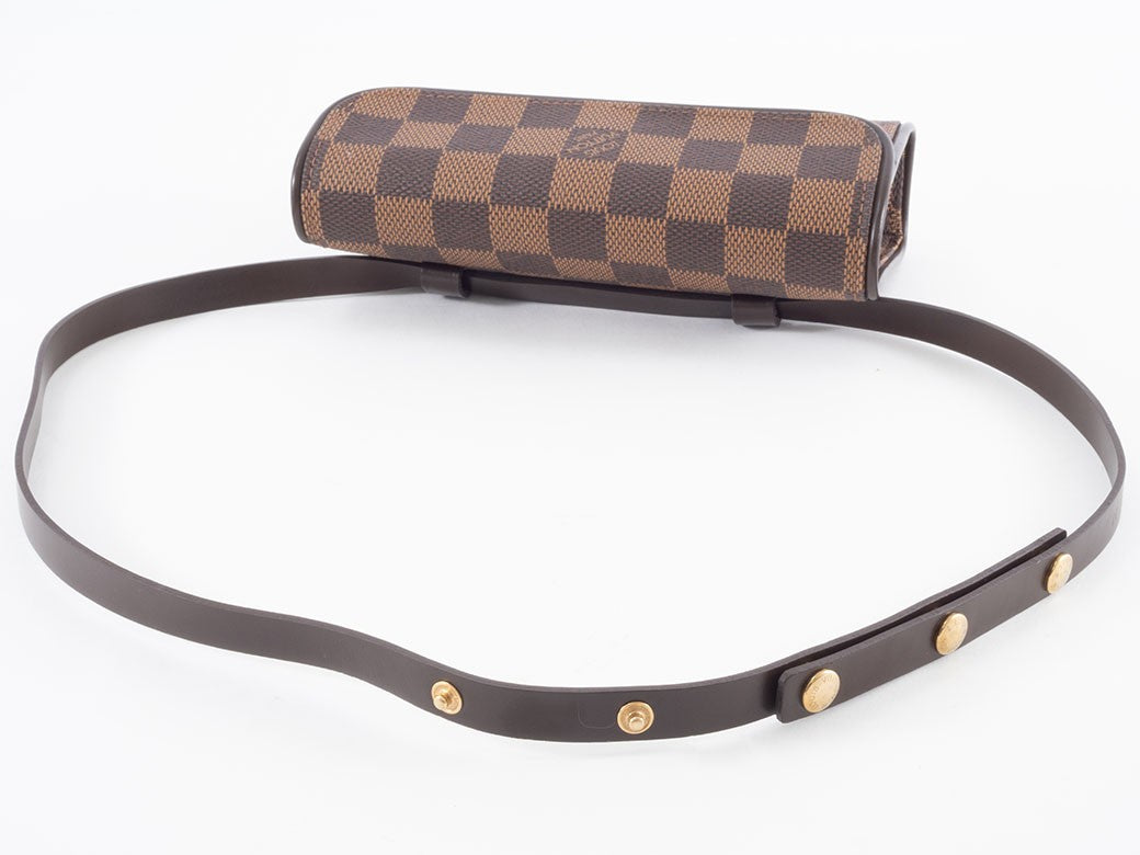 LOUIS VUITTON Pochette Florentine Damier Ebene Waist Bag N51856 Convertible Auth13