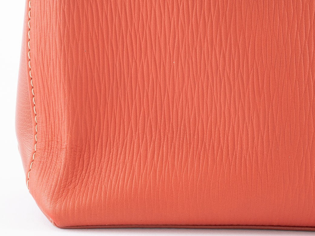 LOEWE Velazquez Shoulder Tote Bag Orange Leather Twisted Hardware Preowned11