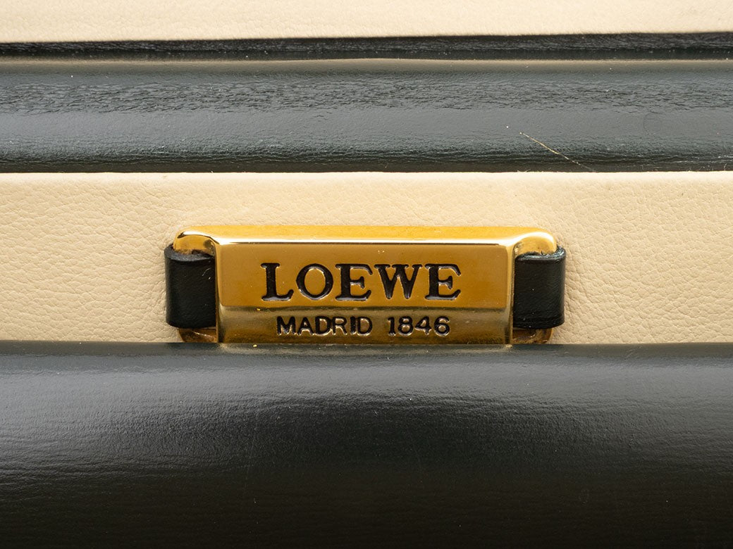 LOEWE Vintage Vanity Bag Womens Box Handbag Green Leather Preowned Auth7