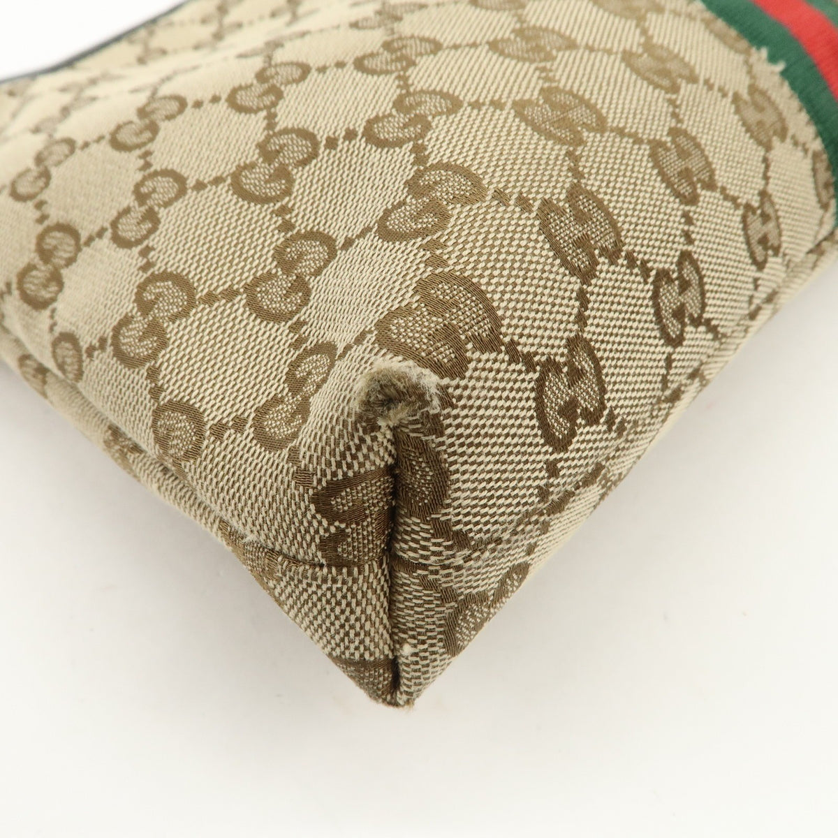 GUCCI Sherry GG Canvas Leather Shoulder Bag Beige Black 388926 Auth Used F/S9