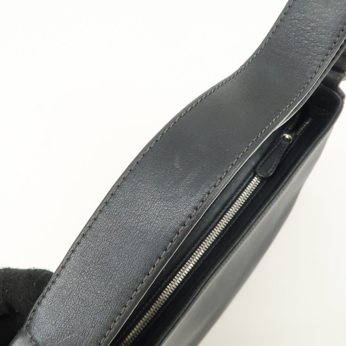LOEWE Anagram Logo Leather Womens Shoulder Bag Handbag Black Preowned Auth7