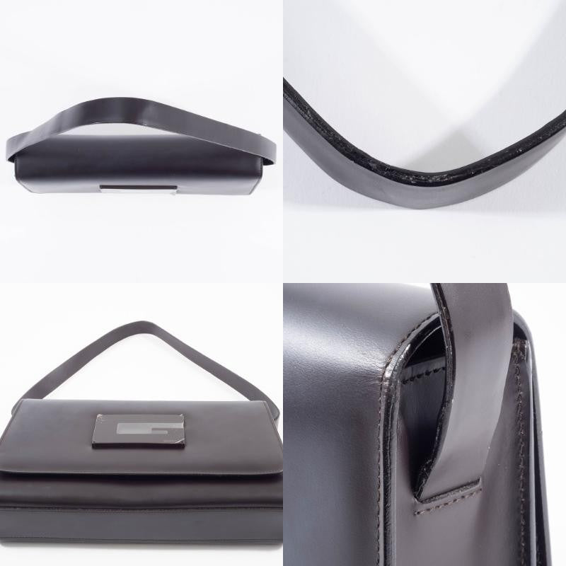 GUCCI Old Gucci Underarm Shoulder Bag Dark Brown Leather Vintage Preowned Auth8