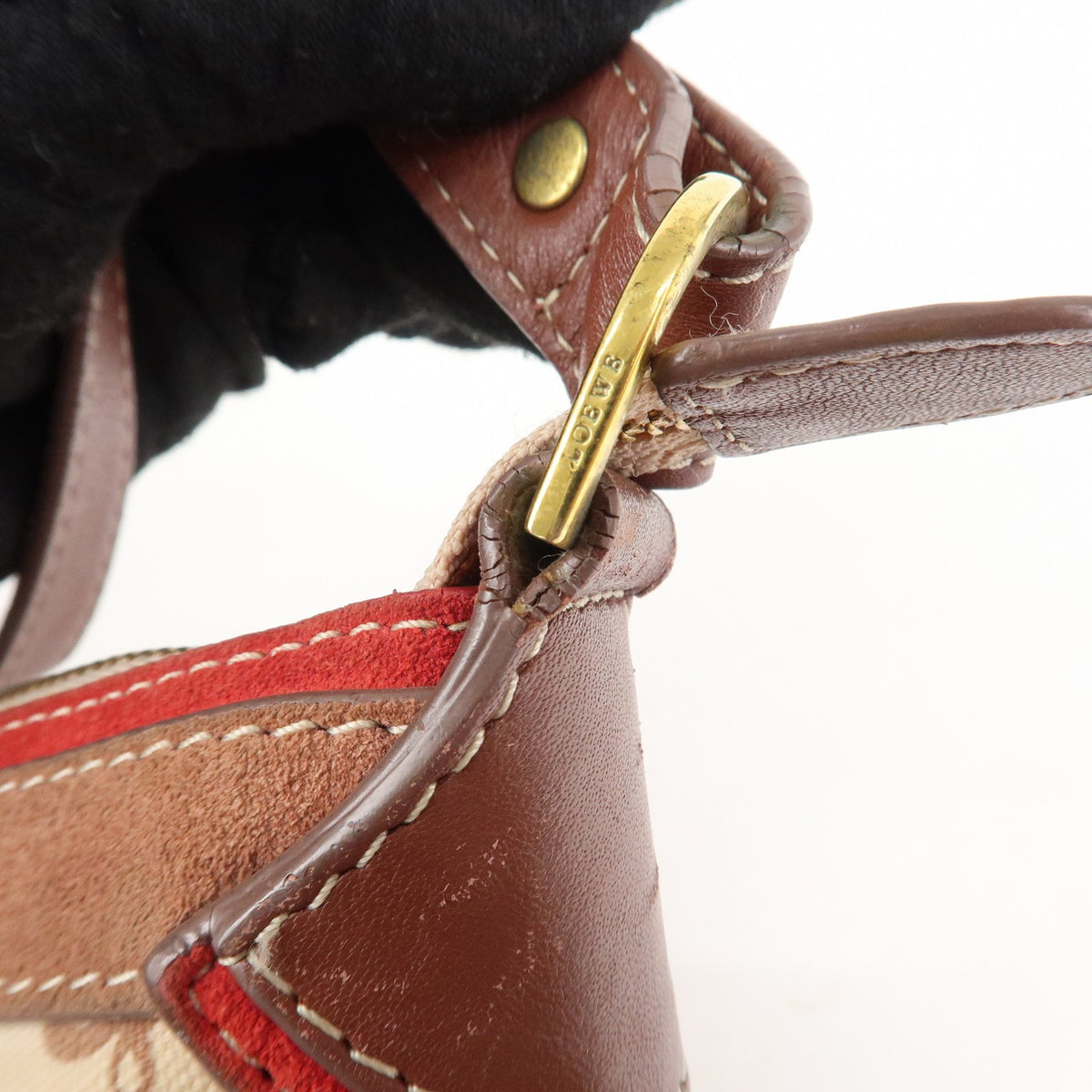 Auth LOEWE Anagram Canvas Suede Leather Shoulder Bag 160th Anniverssary Used8