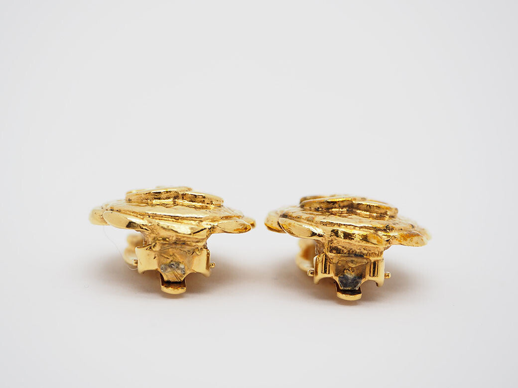 Chanel Vintage Cocomark earrings gold ladies round round round Reuse Used2