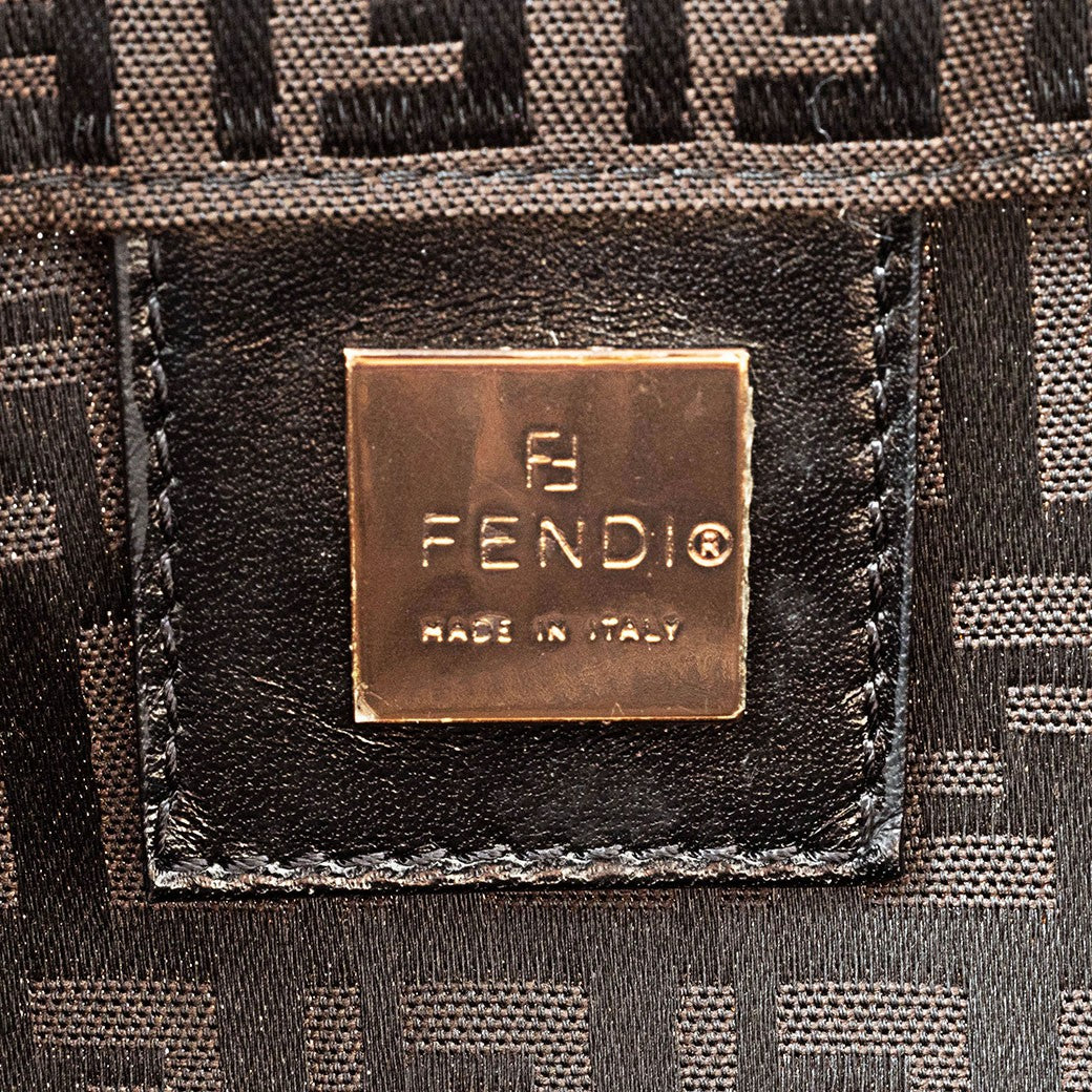 FENDI Zucchino Brown Canvas Leather Handbag Zucca Monogram Tote Bag Preowned19