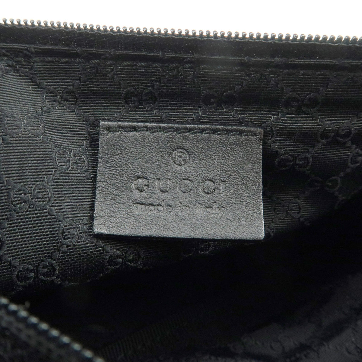 GUCCI Sherry Leather Denim Accessory Pouch Hand Bag Black 92820 Auth Used F/S21