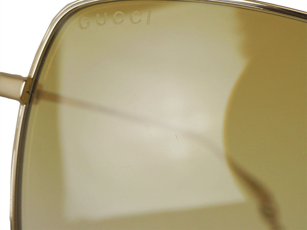 Gucci Square Charm Sunglasses Accessories Gold Yellow Gradation Pink GG1030SK5