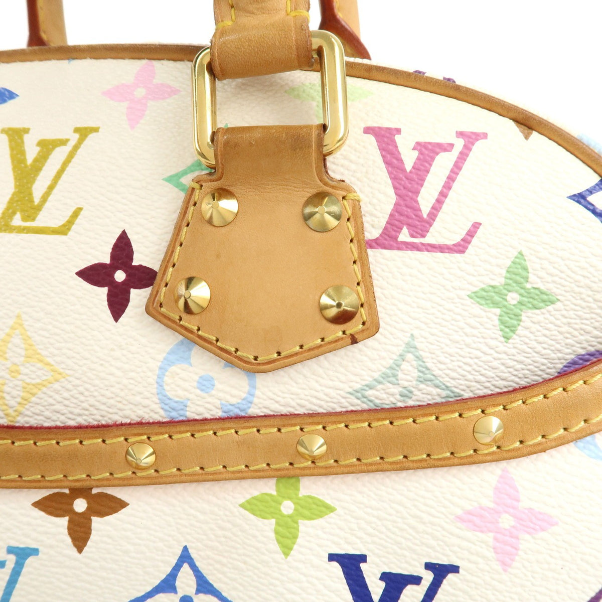 Louis Vuitton Monogram Multicolor Trouville Hand Bag Blanc M92662 Auth Used F/S7